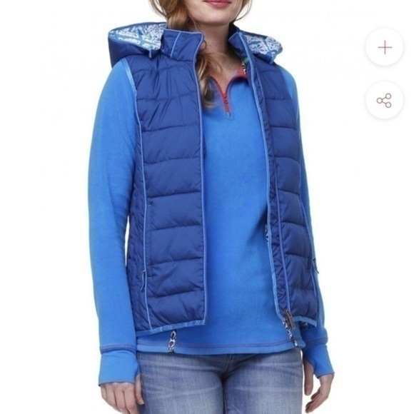 HOODED VEST IN NAVY WITH MEDALLION LINING XS - Picture 1 of 7